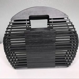 Vici Black Wooden Clutch